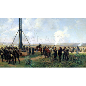 РЕПРОДУКЦИИ НА КАРТИНИ Артилерийски бой при Плевен. Обсадна оръдeйна батарея на Великокняжевската планина (1880)